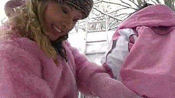 Young lesbian girls licking pussy in the snow
