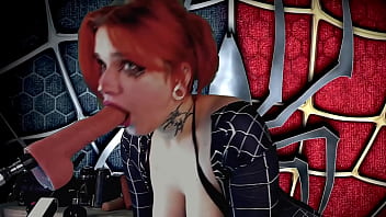 Meridjane became a spider girl and gives a passionate blowjob