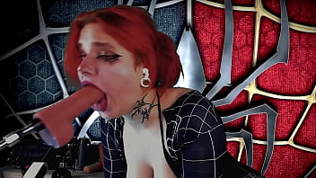 Meridjane became a spider girl and gives a passionate blowjob