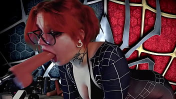 Meridjane became a spider girl and gives a passionate blowjob