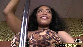 Ebony girlfriend takes huge loads of cum on her face 10