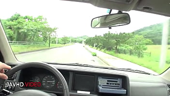 Seductive japanese beauty shows off her oral talents outdoors