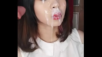 Facial cum on chinese girl