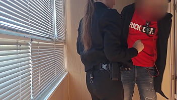 This bitch from the airport security was fucking around a lot so i fucked her in mouth and pussy rough and hardcore