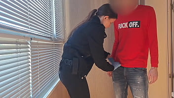 This bitch from the airport security was fucking around a lot so i fucked her in mouth and pussy rough and hardcore