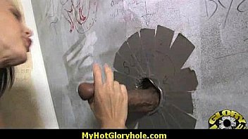 I sneak black bj as i fuck husband thrue gloryhole 16