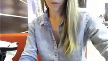 Cute teen flashing tits in a bar