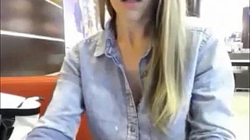 Cute teen flashing tits in a bar