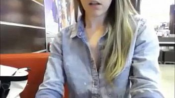 Cute teen flashing tits in a bar