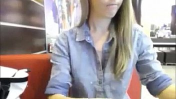 Cute teen flashing tits in a bar