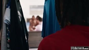 With two lesbians in my bedroom can you blame me for spying ebony gfs lick pussy when they find out their friend has been watching them all along