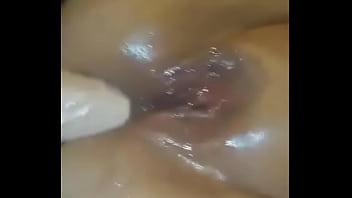 Huge dildo in creamy ass