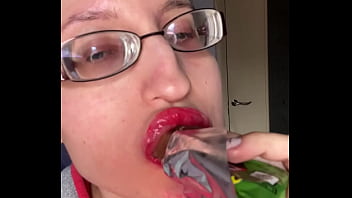 Asmr eating in big glasses