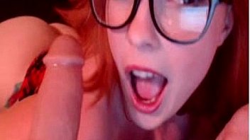 Nasty redhead masturbates hard webcam and cum