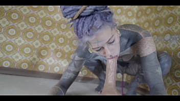 Alt tattoo babe losing control with a huge toy