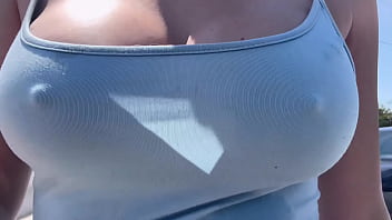 European stepmom public big boobs bouncing for a walk outdoor