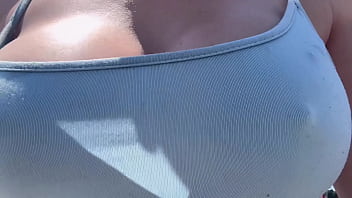 European stepmom public big boobs bouncing for a walk outdoor