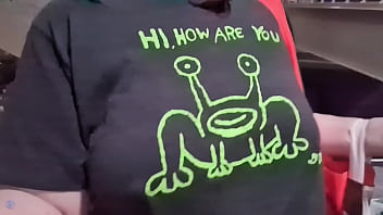 Walking up the stairs without a bra