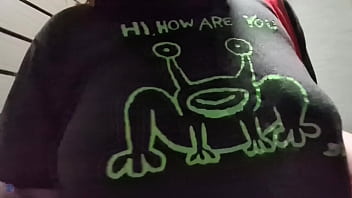 Walking up the stairs without a bra