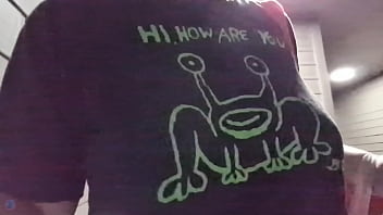 Walking up the stairs without a bra