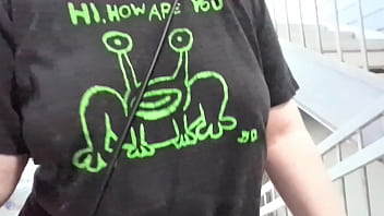 Walking up the stairs without a bra