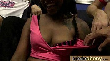 Ebony in a huge bukkake 10