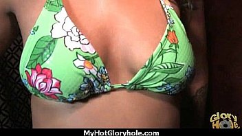 I sneak black bj as i fuck husband thrue gloryhole 14