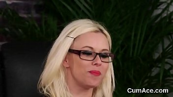 Nasty peach gets cumshot on her face gulping all the love juice