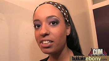 Hot ebony chick in interracial gangbang 1