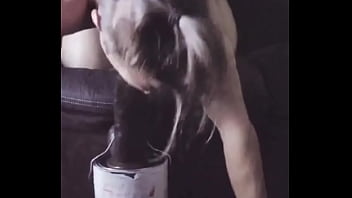 My 13" forearm black dildo it's huge and as hard as rock and i'm able to put the whole head in my mouth by stretching it