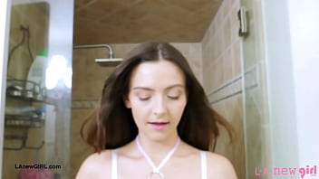 Dark haired fashion icon enjoys a sensual bath