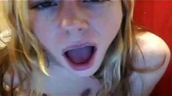 Slutty slut face with red hair masturbates