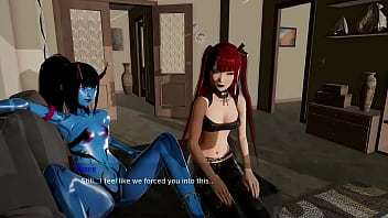 Demon girl and redhead blow you bound by lust animated gameplay