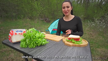 Hungry stranger provides his dick in exchange for a sandwich pov