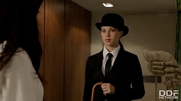 Sexy sadism femme lesbians' kinky pussy play