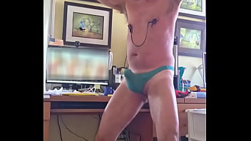 Pervy papifachero as dog demon enjoying his thong boner bulge and nipple clamp fun with his horny thong loving friend #b