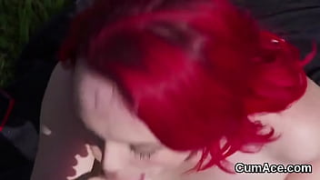 Passionate nympho enjoys a throat sucking and tonn of cream on her face