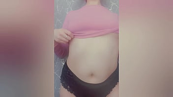 Young slutty girl shows her virgin tits and ass to perverts like you