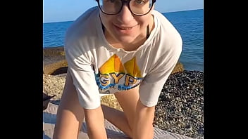 Little beach girl want to suck big dick #outdoor #tan #beach #teen #blowjob #publicsex