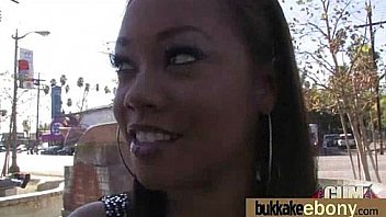 First time ebony with a group of white dicks 17