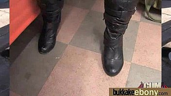 First time ebony with a group of white dicks 17