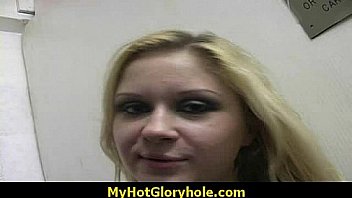 I sneak black bj as i fuck husband thrue gloryhole 7