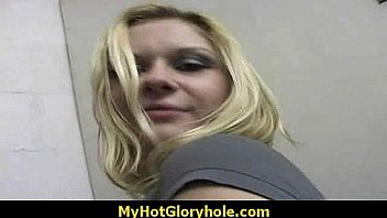 I sneak black bj as i fuck husband thrue gloryhole 7