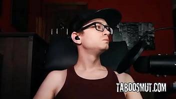 Teen stepsister plays with her tits and pussy on webcam while her stepbrother watch