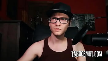 Teen stepsister plays with her tits and pussy on webcam while her stepbrother watch