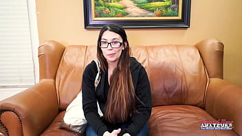 Nerdy brunette cutie fiona ryder sucks a cock and gets her pussy fucked