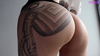 Oily secretary striptease and pussy fuck