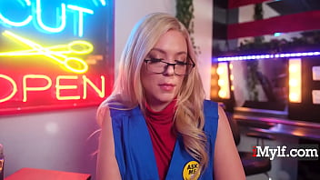 Busty blonde store front uses the new guy every way possible Busty blonde store front uses the new guy every way possible