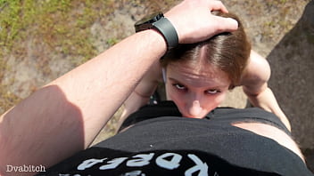 Mouth fucked me outdoors and made me swallow his load