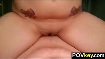 Cute girlfriend riding cock point of view